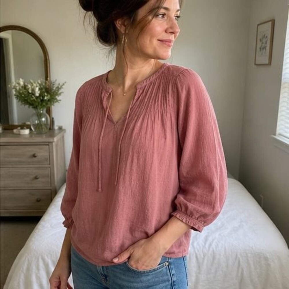 Rust Button Blouse - Picture 3 of 6